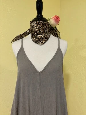 Maxi Vestido LOVE STITCH Gris Cemento Gauzy Mila Cocoon con Bolsillos Holgado Talla M/L Foto 1 de 4