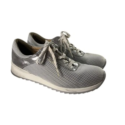 Finn Comfort Sneaker Women Silver 10 Wide US 7.5C UK Silver Mesh Leather Germany - Image 1 of 4