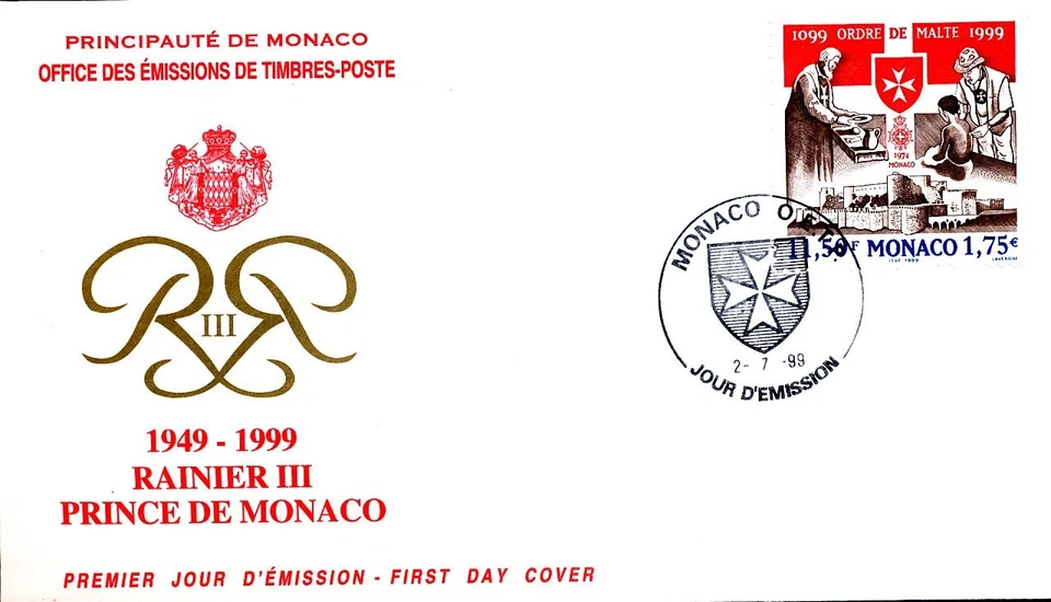 SMOM ORDER OF MALTA HEALTH 1999 MONACO FDC - Image 1 of 1