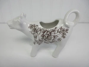 Pionierin Agatha Kuh Milchkännchen Floral Braun Steinzeug Neu - Bild 1 von 7