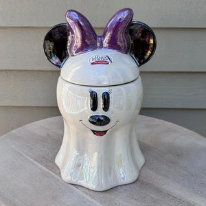 Tarro de galletas fantasma esmaltado ópalo iridiscente Minnie de Halloween de Disney nuevo pintado a mano - Imagen 1 de 13