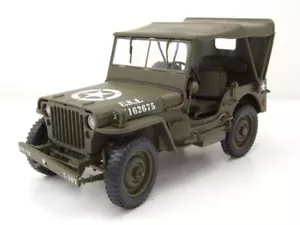 Willys Jeep Cerrado Ee.uu Ejército Militar 1941 Verde Oliva Modelo 1:18 Welly - Imagen 1 de 8