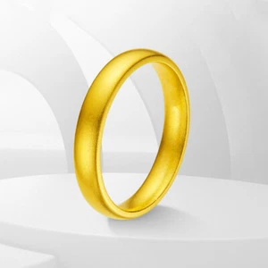 Pure 999 24K Yellow Gold Band Men Women 3mm Circle Ring 1.8-2g Us Size:4-9 - Picture 1 of 13