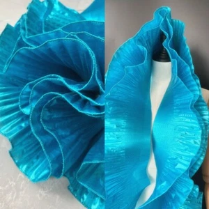2m Organza Ruffled Fabric Pleated Lace Trimming Metallic Edging Sewing DIY Craft - Picture 1 of 13