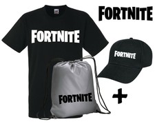 KIT T-shirt maglietta cotone +Sacca Silver +Cappellino -FORTNITE- for the gamers