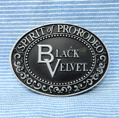 Black Velvet Whisky Promo Belt Buckle Spirit Of Pro Rodeo Vintage 70s    .GTA527 - Image 1 of 4
