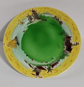 ATQ K&G St Clement Luneville French Majolica Plate Windmill House Boat 9.5” - Picture 1 of 7