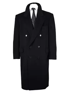 Peak Lapel 46L Cashmere & Wool Overcoat Double Breasted - Picture 1 of 6