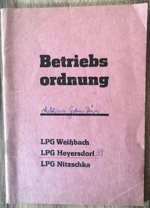 Weißbach Heyersdorf Nitzschka LPG Betriebsordnung 1987 DDR Eigenverlag selten - Bild 1 von 4