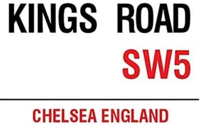 Letrero grande de acero Kings Road SW5 Chelsea Inglaterra 200 mm x 140 mm (2f) ¡REBAJADO!!