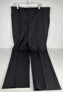 Mantoni Mens M40901 Black 39x34 No Pleat Superfine Wool Suit Pants Slacks 3" Hem - Picture 1 of 10
