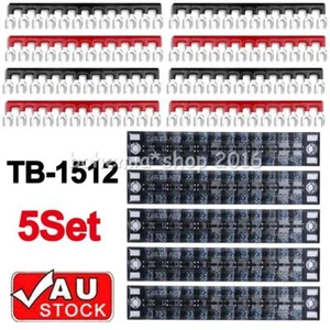 5Set 12 Positions 600V 15A Dual Row Screw Terminal Block Terminal Barrier Strip - Picture 1 of 11