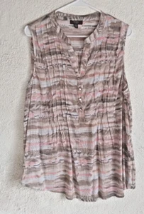 Cocomo Sleeveless Tunic Womens 2X Multicolor Peach Brown Half Button Pullover - Picture 1 of 9
