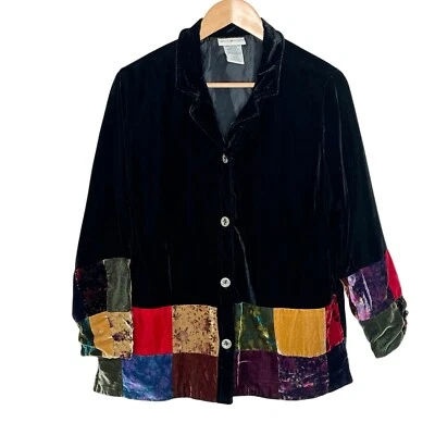 Chaqueta de Terciopelo Y2K Patchwork Para Mujer Talla M Boho Colorida Capricho Arte Para Usar Foto 1 de 4