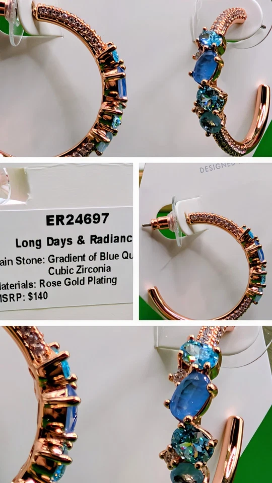 Bomb Party Long Days & Radiance ER24697 градиент синего кварца на розовом золоте... - Изображение 1 из 1