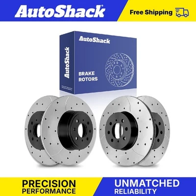 Front Rear Drilled Slotted Brake Rotors for Acura Integra 1999 Honda Civic - Image 1 of 4