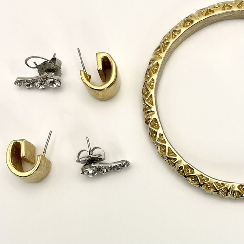 Set 3 braccialetti e orecchini vintage firmati Givenchy gioielli tono oro e argento