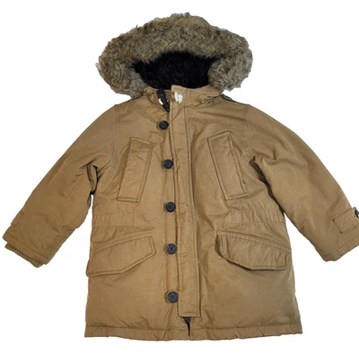 Baby Gap Size 4 Years Toddler Tan Coat Insulated and Faux Fur Excellent  - Image 1 of 4