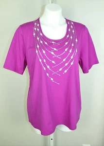 NWT Womens Studded Bob Mackie Wearable Art Size Large L T-Shirt Top Shirt NEW - Picture 1 of 3