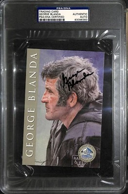George Blanda Signed 1998 Ron Mix Hall of Fame Platinum 4x6 Card #10 PSA/DNA HOF - Image 1 of 4