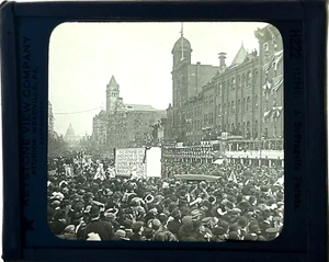 SELTENES FOTO SUFFRAGETTENPARADE USA ANTIKE MAGISCHE LATERNE GLASDIA - Bild 1 von 3