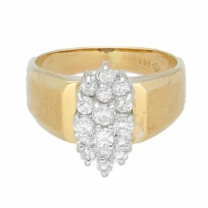 14Carat Yellow Gold 0.40ct Diamond Cluster Ring (Size J) 6x13mm Head - Picture 1 of 3