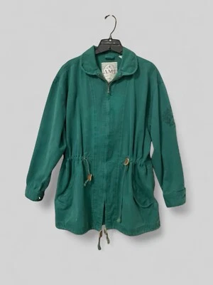 Abrigo de Colección AMI Envejecido Verde Ejército Tareas Chaqueta de Granero Cordón Cintura Para Mujer’s XS Foto 1 de 4