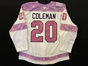 Calgary Flames Blake Coleman 2024-25 Hockey Fights Cancer Warm Up Jersey - Picture 1 of 5