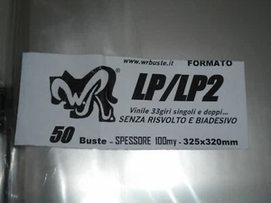 50 BUSTE WR "LP - LP2" 100my 325x320 mm x Vinili 33 giri singoli/doppi NO CHIUSE - Picture 1 of 1