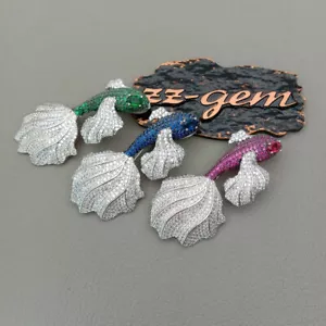 1 broche/colgante de peces micro pavimentado de zirconia cúbica enchapado en oro para mujeres regalos - Imagen 1 de 11