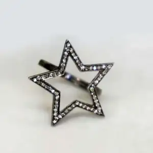Star Designer Jewelry Natural Pave Diamond 925 Sterling Silver Stackable Ring  - Picture 1 of 3
