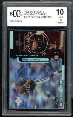 1998 Upper Deck Encore Constant Threat #CT2 Peyton Manning Card BGS BCCG 10 Mint - Image 1 of 2