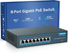 8 Port Gigabit Poe Switch, 8 Poe+ Ports 1000Mbps, 120W 802.3Af/At, Metal Fanless