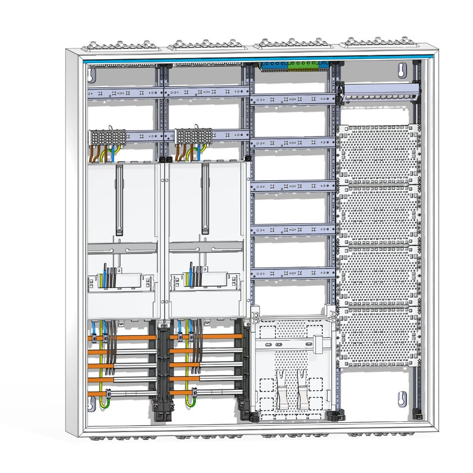 Hager Komplettschrank 2 Zähler Verteiler 5-reihig mit APZ und Multimedia 1100mm - Bild 1 von 1