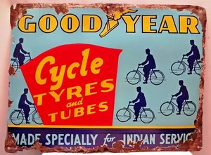 VINTAGE GOOD YEAR CYCLE TIRE SIGN ADVERTISE PORCELAIN ENAMEL RARE COLLECTIBLES - Picture 1 of 9
