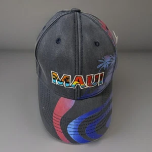 Hawaiian Headgear One Size Fits All Maui Adjustable Cap Floral Black  - Picture 1 of 9