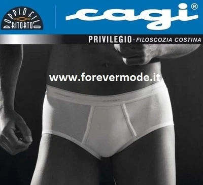 3 Slip uomo Cagi alto in filo Scozia senza apertura con elastico esterno - 1223 - Immagine 1 di 3