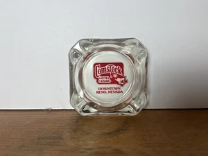 Ashtray Comstock Hotel Casino Reno NevadaClear Glass Ashtray Vintage Advert - Picture 1 of 5