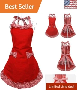 Adjustable Vintage Cooking Apron for Women with Pockets - Gift-Ready Design - Picture 1 of 7