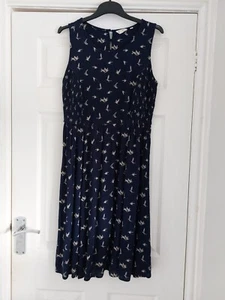Fatface Sleeveless Navy Bird Pattern Dress Size 12 - Picture 1 of 21