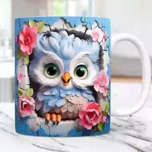 KAFFEE TASSE - EULE - 3D - TASSE - KAFFEEBECHER - GESCHENK - KERAMIK TASSE - Bild 1 von 1