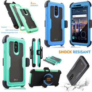 For LG STYLO 4/STYLUS 4 Rugged Holster Armor Case with Built in Screen Protector - Picture 1 of 17