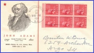 USA3 # 806b ADDR LINPRINT FDC BKLT6 John Adams - Imagen 1 de 1