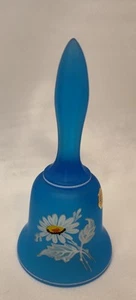 Westmoreland handbemalte blau satinierte Glasglocke mit Etikett, Vintage (1971) - Bild 1 von 5
