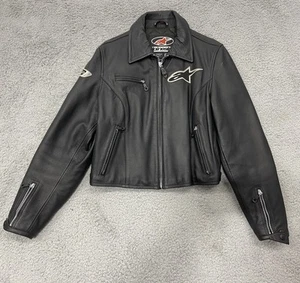 Alpinestars Leather Motorcycle Jacket Armored Padded Cowleather Women Sz 12 - Picture 1 of 9