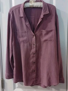 Rock & Republic Damen Top Größe Large Rose Knopfleiste Boho 2 Taschen seitlicher Schlitz - Bild 1 von 7