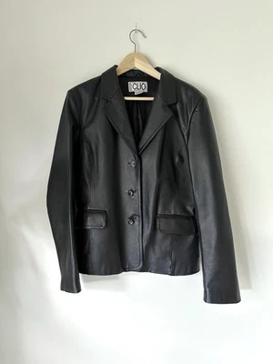 Chaqueta Blazer De Colección Años 90 Y2K Para Mujer Clio 100% Cuero Ropa de Calle Grunge Edgy Talla 16 Foto 1 de 4