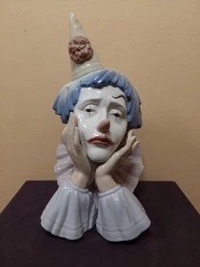 Lladro - #5129 Jester Head - Sad Clown Bust Porcelain Figurine - No Box - Picture 1 of 13
