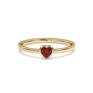 Simulated 0.34CT Heart Cut Red Ruby Women Birthday Ring In Solid 10K Yellow Gold - Picture 1 of 6
