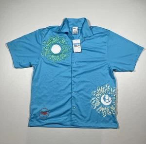Nike Dri-FIT Shirt Mens Medium Blue Button Up Mesh Short Sleeve Sun DV9676-416 - Picture 1 of 11